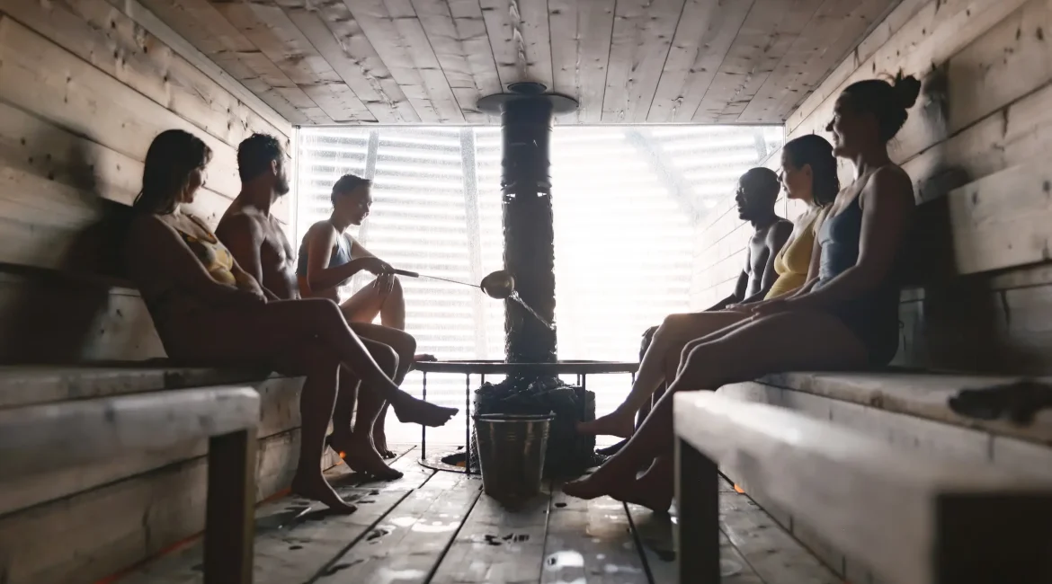 Business talk in Sauna